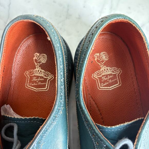 Florsheim by Duckie Brown Teal Leather Brogue Oxfords Men’s 10.5D Heritage Prep - Picture 8 of 16
